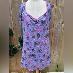 Dolls Kill X Bratz Bratty Since Birth Sweetheart Purple Mini Dress (Size 2XL)